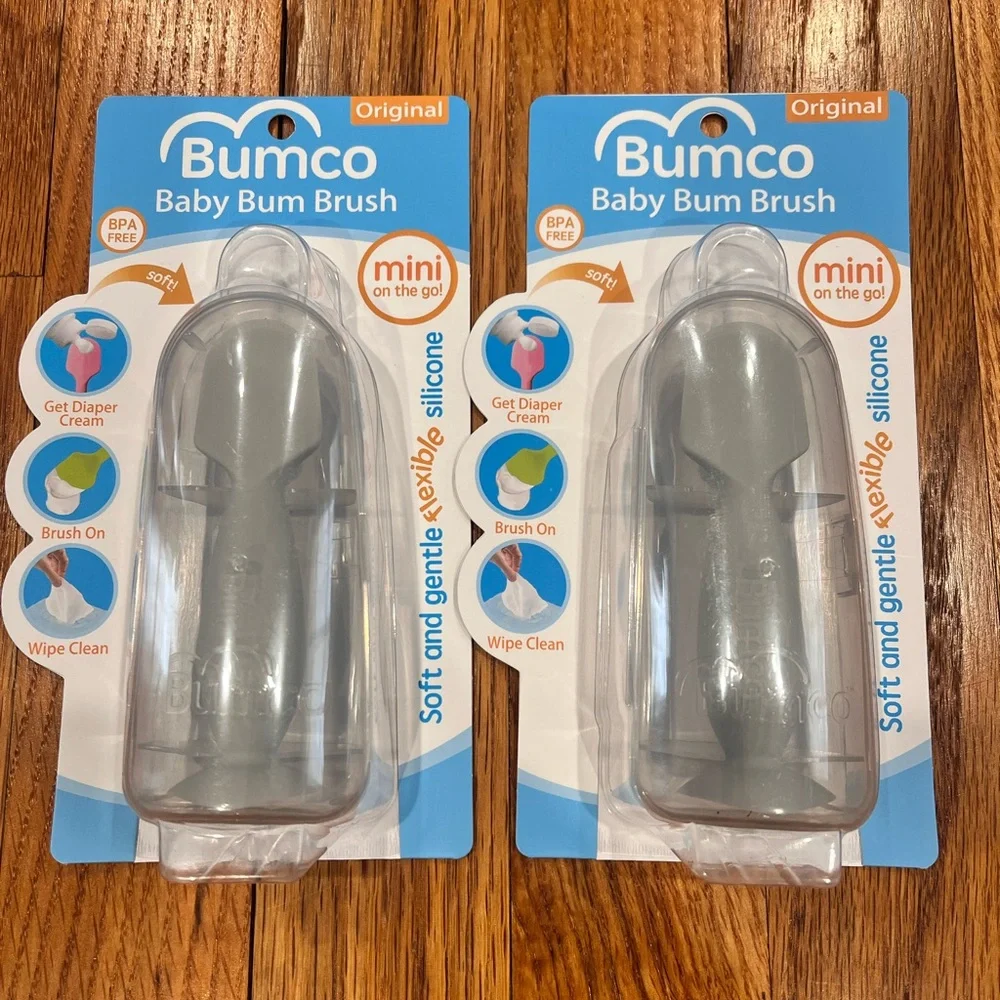 Set of 2‎ New,Bumco Mini Baby Bum Brush with Travel Case (Gray)